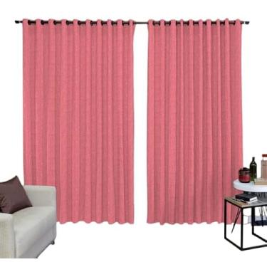 Imagem de Cortina Tecido Rustico 4,00M x 2,60M Semi Blackout Vermelho Para Varão Simples Simples