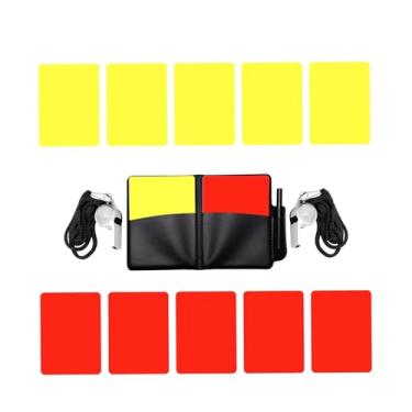 Imagem de Dynwave Conjunto de cartões de árbitro de futebol com apitos, peças de cartões amarelos e vermelhos para hóquei