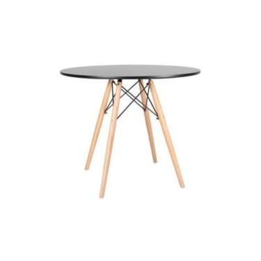 Imagem de Mesa De Jantar Eames Redonda Preto Com Natural 90cm - EMPORIO TIFFANY