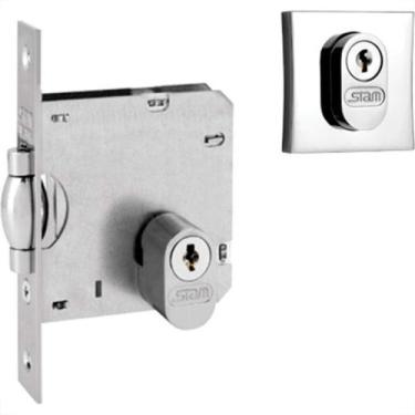 Imagem de Fechadura Stam Pivotante Roseta Quadrada Cromada 10892