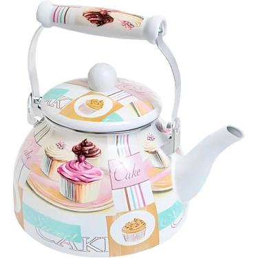 Imagem de Chaleira Esmaltada Bico De Ganso Retrô Cake Vintage De 2,5l