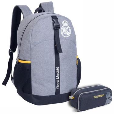 Imagem de Kit Mochila Esportiva Escolar E Estojo Real Madrid Original - Xeryus