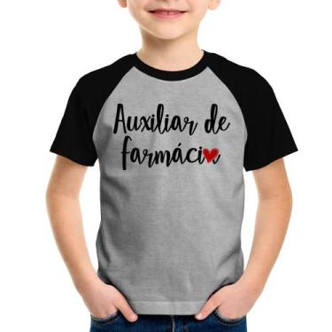 Imagem de Camiseta Raglan Infantil Auxiliar de Farmácia por Amor - Foca na Moda,