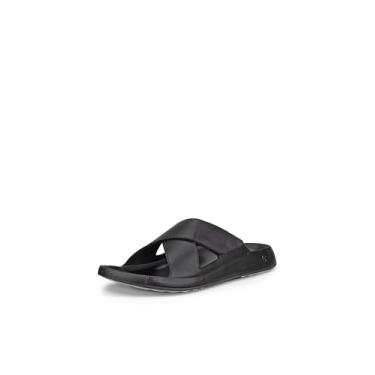 Imagem de ECCO Sandália masculina Cozmo Two Band Cross Slide, Preto, 11-11.5