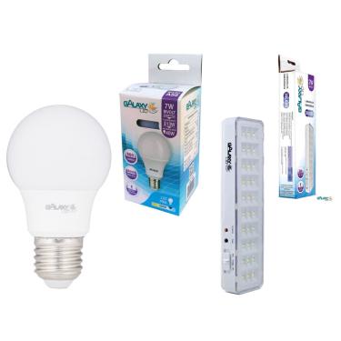 Imagem de Kit iluminação 5 Lâmpadas de LED 7w + 1 Luminária Luz de emergência 30 LEDs