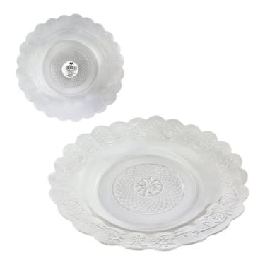 Imagem de Prato de Vidro Egípcio Estrela, 21,5 cm, Transparente com Padrão Decorativo em Relevo