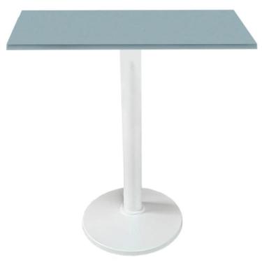 Imagem de Mesa Zeta Ferro Branco 75 cm (Alt) Disco Redondo Tampo MDP Quadrado 70