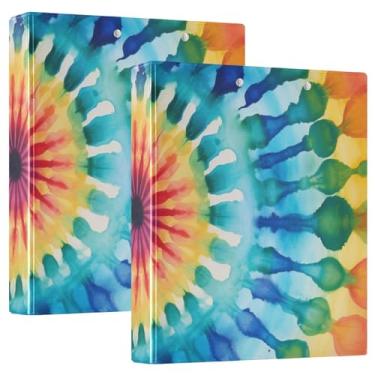 Imagem de Fichário com 3 argolas Rainbow Tiedye Aa de 3,8 cm, fichários de três anéis com prancheta, serve para papel de 21 x 28 cm, 3 bolsos internos de PVC transparentes para material de escritório