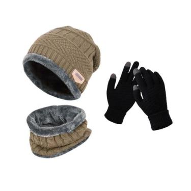 Imagem de Luva Touch com Touca e Protetor De Pescoço Forrada Pelinho Kit De Frio