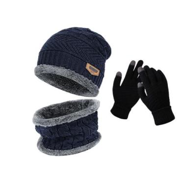 Imagem de Luva Touch com Touca e Protetor De Pescoço Forrada Pelinho Kit De Frio