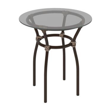 Imagem de Mesa De Centro Jardim/área De Lazer 50cm Vidro E Aço Com Junco Sintético Multimóveis Cr8004 Café Mesclado