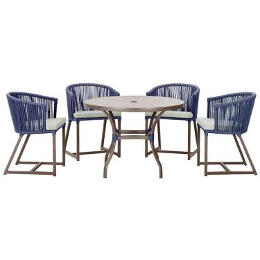 Imagem de Mesa Com 4 Cadeiras E Noronha Estofado 3 Trama Original Azul