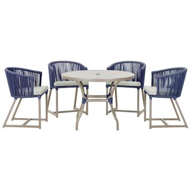 Imagem de Mesa Com 4 Cadeiras E Noronha Estofado 3 Trama Original Azul