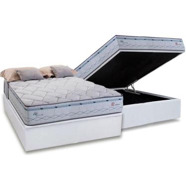 Imagem de Cama Box Baú Casal: Colchão Molas Masterpocket Ensacadas Herval Maxspring Oslo + Base Crc Courano White (138x188)
