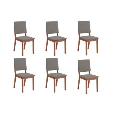 Imagem de Kit 6 Cadeiras Sala Jantar Talia 6 Un Freijó Suede Lunar