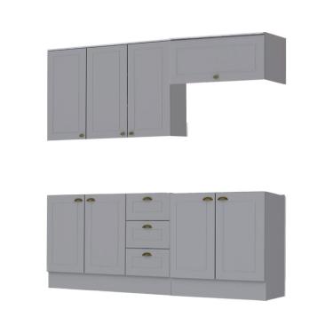 Imagem de Cozinha Modulada Cooktop 4 Peças Com Tampo Henn Americana Cinza