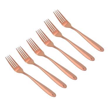Imagem de Conjunto 6pçs Garfos De Mesa Inox Rose Gold Luxo Rústico