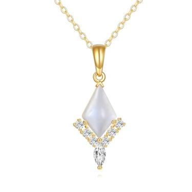 Imagem de KECHO Colar feminino de ouro maciço 14K com pedra da lua, pingente de esmeralda, dia das mães, aniversário, presente para mulheres, amigas, esposa, avó, 20, Ouro amarelo, Brincos de pedra da lua