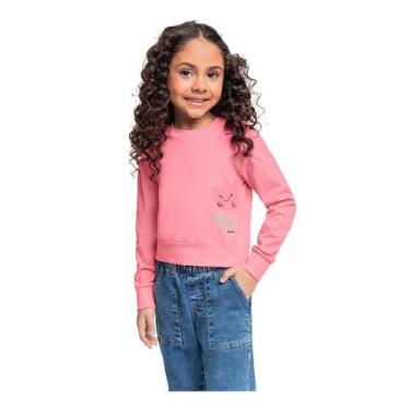 Imagem de Cropped Manga Longa em Meia Malha para Menina Quimby, Rosa, 6