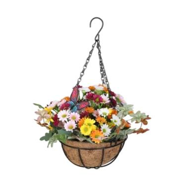 Imagem de Bothyi Plantas artificiais penduradas, cesta de flores, plantas falsas, decoração versátil, plantador de flores artificiais para sala, área externa, Style D