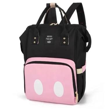 Imagem de Mochila Maternidade Bolsa Mamãe Bebê Multifunção – Moderna, Lavável e com Compartimento Térmico para Mamadeiras (Rosa)
