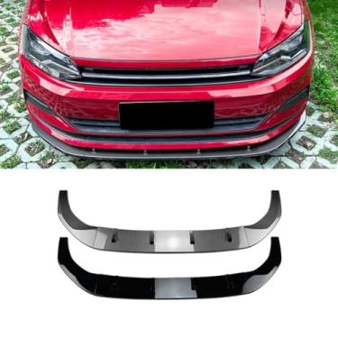 Imagem de Spoiler de lábio do para-choque dianteiro do carro Defletor divisor de para-choque dianteiro para Polo MK6 2018+ Kit de carroceria acessórios para carro (preto brilhante)