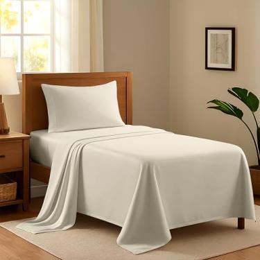 Imagem de Ashton Sheets Jogo de lençóis de solteiro 100% algodão egípcio - 600 fios de algodão egípcio para cama de solteiro, macio, refrescante, bolso profundo de qualidade de hotel, roupa de cama para