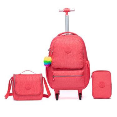 Imagem de Kit Mochila De Rodinhas Lancheira Estojo Escolar Reforçada - Perfect F