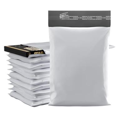 Imagem de Envelopes de poliéster de 12,7 cm x 17,8 cm - 100 unidades, sacos plásticos brancos autovedantes com fita adesiva, 2,5 mil de espessura, envelopes de envio não acolchoados à prova de rasgos e