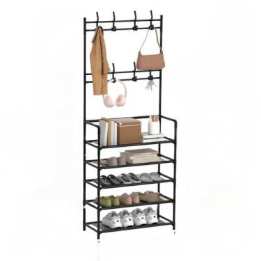 Imagem de 4 andar Sapateira Organizadora cabideiro suporte Multiuso Sapato Tenis Roupa Closet Quarto Armários(4 Andares,Branco)