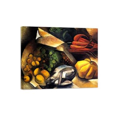 Imagem de Natureza Morta Quadro Parede em Tela-Famosas Pinturas para Sala de Jantar-Frango-Decoração Cozinha Vintage 20x25cm Tela Embrulhada