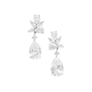 Imagem de FRANKIE FASHIONS Brincos femininos pendentes de pera | Brincos vintage de lágrima de casamento para noivas, damas de honra, joias de formatura | Brincos modernos com cristais de zircônia cúbica,