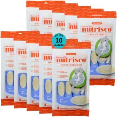 Imagem de Snack cremoso nutrisco gatos adultos 14g atum com 4 un - kit com 10
