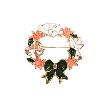 Imagem de Broche de guirlanda de Natal para mulheres e homens moda bonito laço doces broches alfinetes de lapela férias chique corpete clipe colarinho terno vestido distintivo acessórios de festa de natal joias