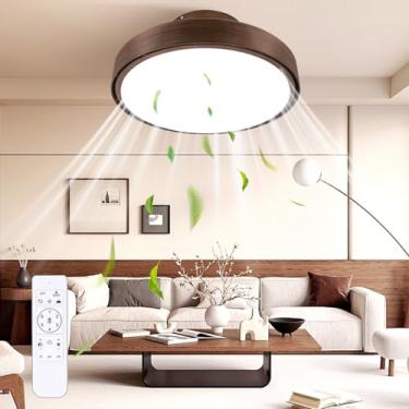 Imagem de Gtminan Ventilador de teto sem lâmina de 50,8 cm com luz e controle remoto, ventilador de teto LED de baixo perfil com 6 velocidades regulável, 3000-6000K, ventiladores de teto modernos fechados para