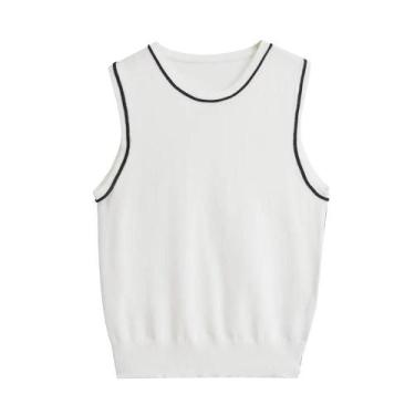 Imagem de Regata Feminina Sem Mangas Com Decote Redondo Moda Estilo Europeu E Am