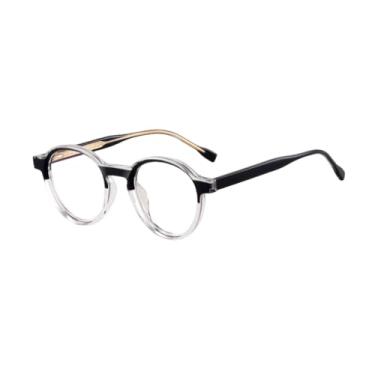 Imagem de Óculos de sol com bloqueio de luz azul, armação redonda masculina e feminina retrô (preto, vermelho e transparente)