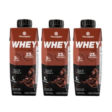 Imagem de Kit 3 Bebida Láctea Piracanjuba Whey Zero Lactose com 23g de Proteína Sabor Cacau 250ml