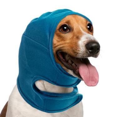 Imagem de NACOCO Moletom com capuz calmante para cães – Capas ajustáveis para orelhas de cachorro que não agitam a cabeça de animal de estimação protetores de ouvido para fogos de artifício de banho (azul