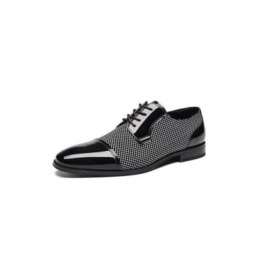 Imagem de TYNDALL Sapato Oxford masculino casual com cadarço formal, Preto, 41