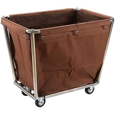 Imagem de Prateleira carros móveis cesta classificadora de lavandaria carro com rodas com sacos de tecido removíveis duráveis 4 Ers, para casa de banho de lavandaria de hotel / castanho (castanho)