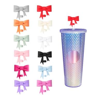 Imagem de Capa de palha de arco compatível com Starbucks Cup Silicone Straw Topper para canudos menores regulares diâmetro 6-8 mm (12 peças)