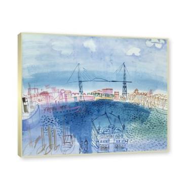 Imagem de Moldura de champanhe. Impressões Raoul Dufy, (The Old Port), pôster de viagem vintage, arte impressionista, imagem de arte de parede em tela para decoração de casa. 40 x 48 cm-15,7 x 18,9 pol