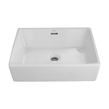 Imagem de Pia de vaso sanitário, pia de vaso retangular, branca, lavatório de vaso de banheiro, pias de banheiro acima do balcão, pia de vaso 40 cm x 40 cm, pias de vaso para banheiros, pia pequena de cerâmica