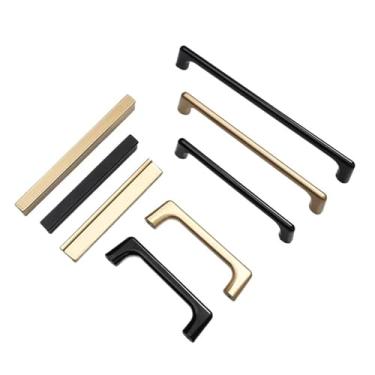 Imagem de CXYFQUUK Puxadores de armário de cozinha de liga de alumínio puxadores de gaveta puxadores de porta de guarda-roupa ferragens de móveis 2 peças (areia dourada 192 mm)