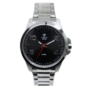 Imagem de Relógio Masculino de Aço Tuguir Analógico Infinity 6117G Prata e Preto