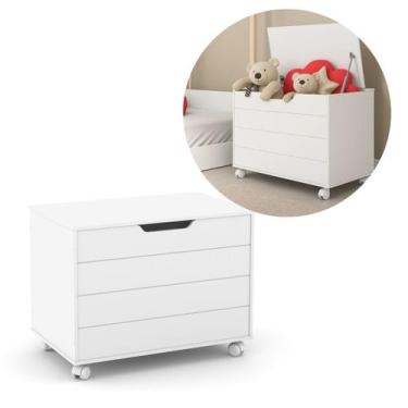 Imagem de Baú Caixa de Brinquedo Infantil 70cm com Rodízio Pistão MDF - MATIC, B