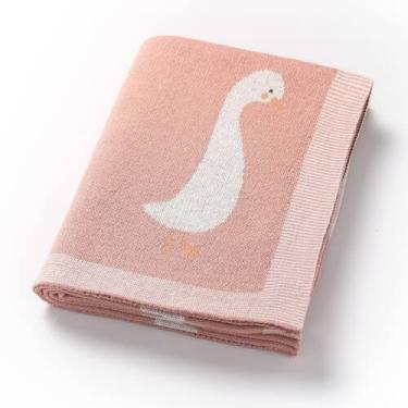 Imagem de Cobertor de bebê Loyfoky 100% algodão 100x80cm Pink Goose