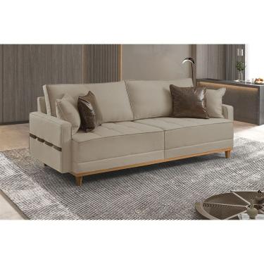 Imagem de Sofa Fixo 5 Lugares M-203 2,40m Molas Bonnel, Almofadas Soltas e Revestimento em Linho Estofados Martins