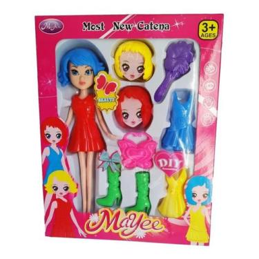 Imagem de Boneca Emborrachada Articulada Troca De Roupa Acessórios - Boneca Embo